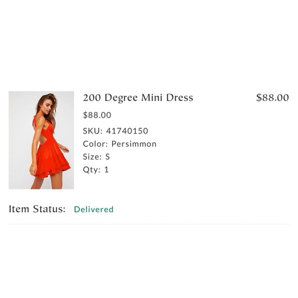 NEW FREE PEOPLE 200 DEGREE MINI DRESS PERSIMMON ORANGE RED CORAL SMALL MINT RARE - Picture 4 of 15